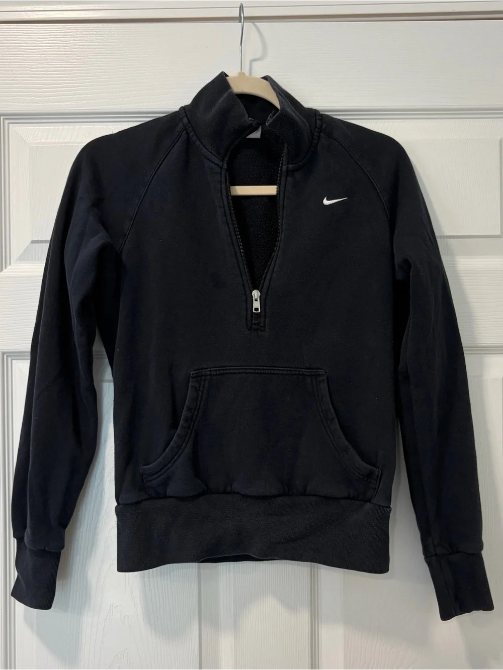 Nike Black Fleece Jacket with Orange Tag and White Swoosh